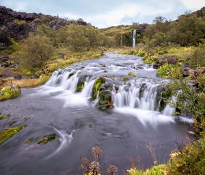 Preview wallpaper waterfall, river, cascade, trees, landscape