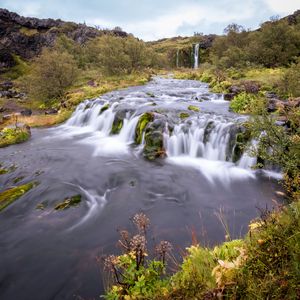 Preview wallpaper waterfall, river, cascade, trees, landscape