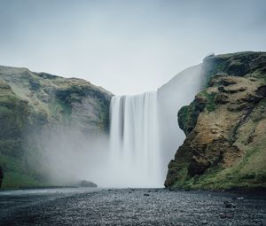 Preview wallpaper waterfall, river, cliff, water, nature