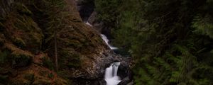 Preview wallpaper waterfall, river, flow, trees, forest