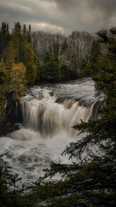 Preview wallpaper waterfall, river, forest, water, landscape, nature