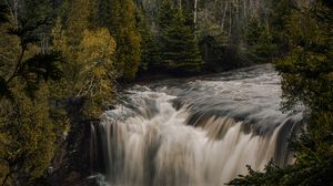 Preview wallpaper waterfall, river, forest, water, landscape, nature