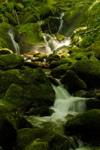 Preview wallpaper waterfall, river, moss, stones, nature