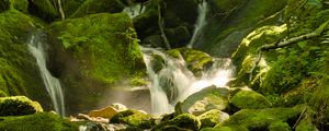 Preview wallpaper waterfall, river, moss, stones, nature