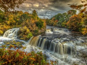 Preview wallpaper waterfall, river, mountains, hdr