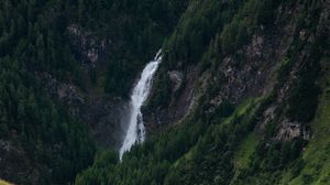 Preview wallpaper waterfall, river, rocks, trees, grass