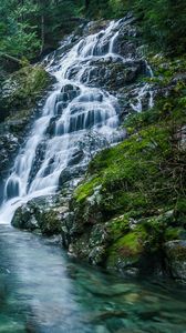 Preview wallpaper waterfall, river, rocks, water, nature