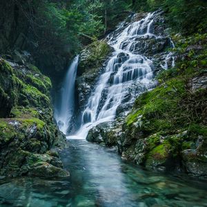 Preview wallpaper waterfall, river, rocks, water, nature