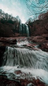 Preview wallpaper waterfall, river, rocks, water, nature, landscape