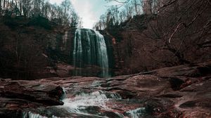 Preview wallpaper waterfall, river, rocks, water, nature, landscape