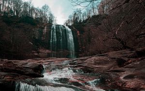 Preview wallpaper waterfall, river, rocks, water, nature, landscape