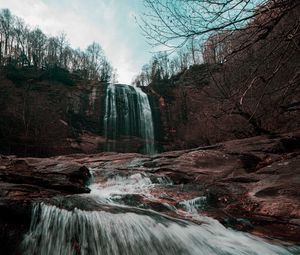 Preview wallpaper waterfall, river, rocks, water, nature, landscape