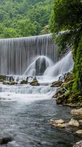 Preview wallpaper waterfall, river, rocks, splashes