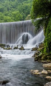 Preview wallpaper waterfall, river, rocks, splashes