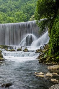 Preview wallpaper waterfall, river, rocks, splashes