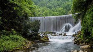 Preview wallpaper waterfall, river, rocks, splashes