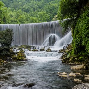 Preview wallpaper waterfall, river, rocks, splashes