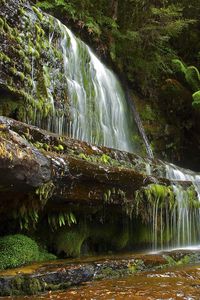 Preview wallpaper waterfall, river, rocks, summer