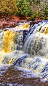 Preview wallpaper waterfall, river, rocks, trees, hdr