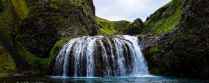 Preview wallpaper waterfall, river, stones, current