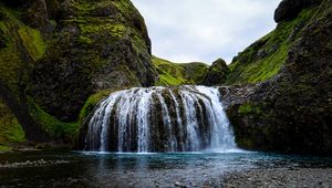 Preview wallpaper waterfall, river, stones, current