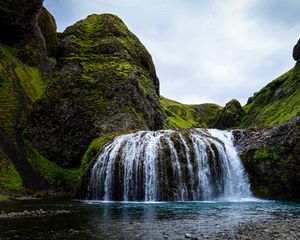 Preview wallpaper waterfall, river, stones, current