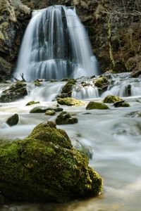 Preview wallpaper waterfall, river, stones, water, flow, nature