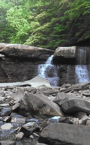 Preview wallpaper waterfall, river, stones, rocks