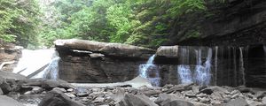 Preview wallpaper waterfall, river, stones, rocks