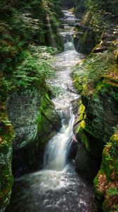 Preview wallpaper waterfall, river, stream, stones, water