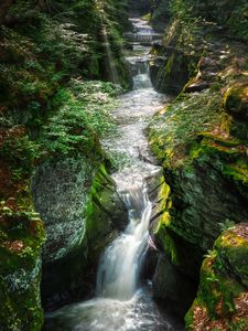 Preview wallpaper waterfall, river, stream, stones, water