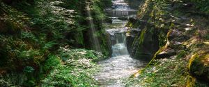 Preview wallpaper waterfall, river, stream, stones, water