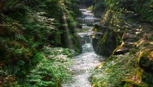 Preview wallpaper waterfall, river, stream, stones, water