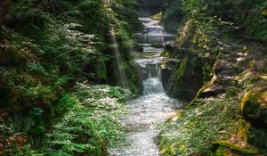 Preview wallpaper waterfall, river, stream, stones, water