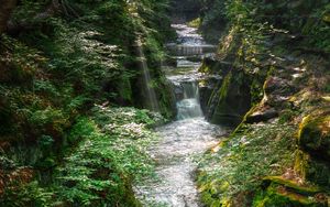 Preview wallpaper waterfall, river, stream, stones, water