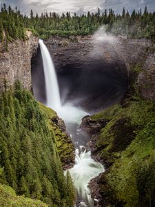 Preview wallpaper waterfall, river, trees, forest, nature