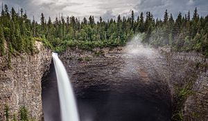 Preview wallpaper waterfall, river, trees, forest, nature