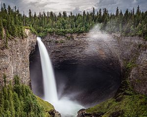 Preview wallpaper waterfall, river, trees, forest, nature