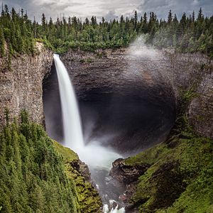 Preview wallpaper waterfall, river, trees, forest, nature