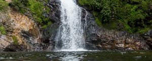 Preview wallpaper waterfall, river, water, moss, greenery