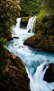 Preview wallpaper waterfall, river, water, stream, nature