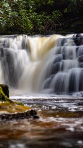 Preview wallpaper waterfall, river, water, stream, landscape, nature