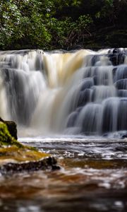 Preview wallpaper waterfall, river, water, stream, landscape, nature