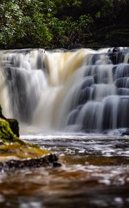 Preview wallpaper waterfall, river, water, stream, landscape, nature
