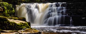 Preview wallpaper waterfall, river, water, stream, landscape, nature