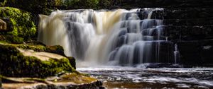 Preview wallpaper waterfall, river, water, stream, landscape, nature