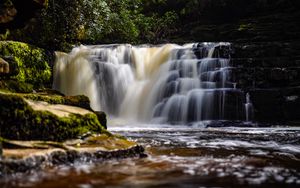 Preview wallpaper waterfall, river, water, stream, landscape, nature