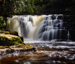 Preview wallpaper waterfall, river, water, stream, landscape, nature