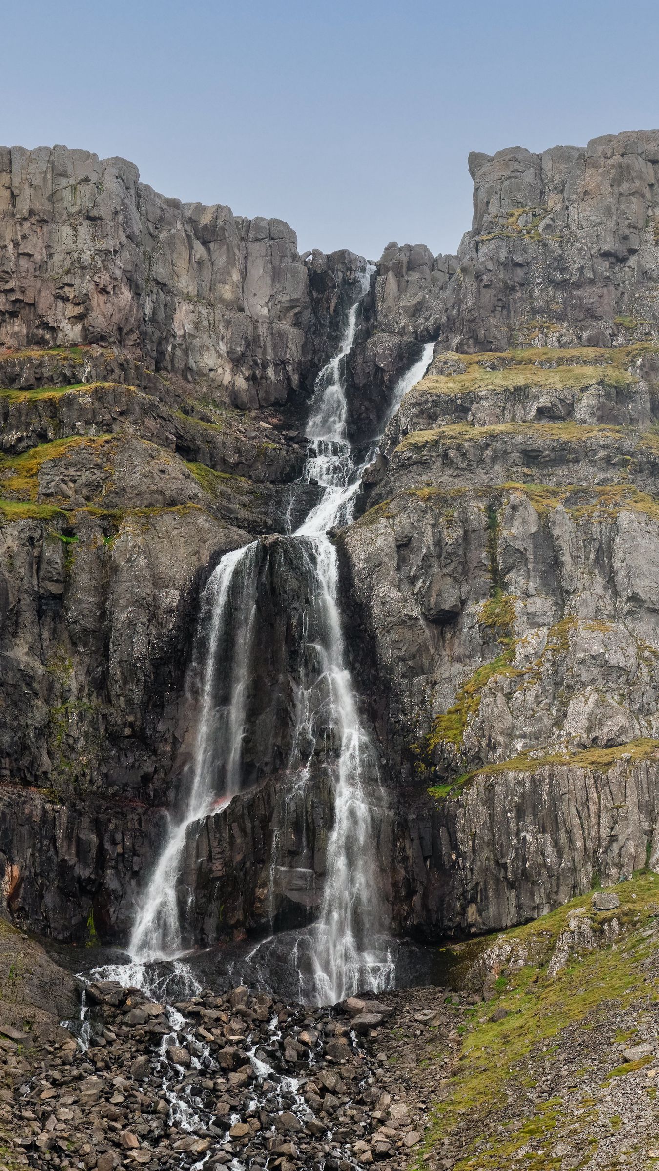 Download wallpaper 1350x2400 waterfall, rock, cliff, relief, landscape ...