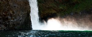 Preview wallpaper waterfall, rock, cliff, stone, water, spray